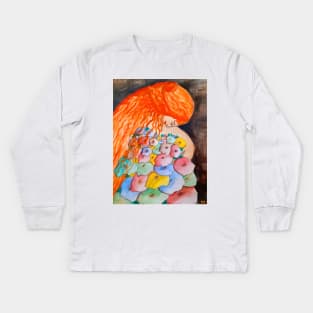 Beautigul Ginger Girl With Flowers 001 Kids Long Sleeve T-Shirt